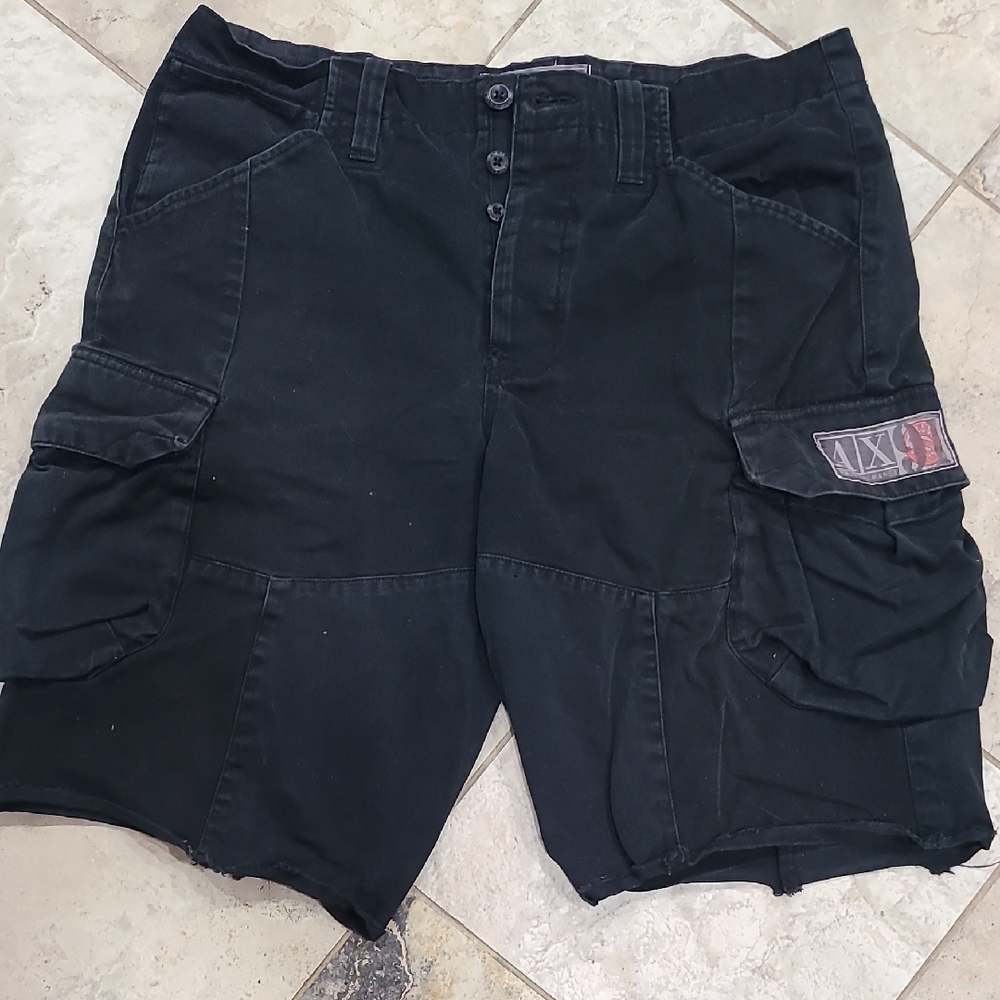 Armani Exchange Black Cargo Shorts for Men